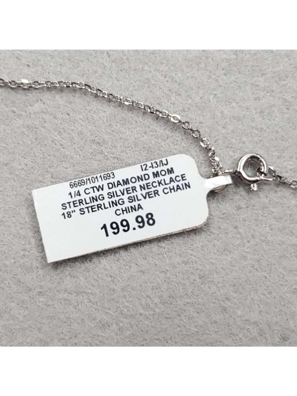 Sterling Silver Diamond MOM Necklace Dainty 18" - Picture 6 of 7